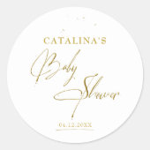 金ゴールドラグジュアリー書道赤ちゃんシャワーシール ラウンドシール (正面)