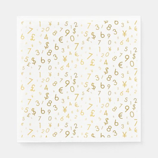 金ゴールドラグジュアリー番号と通貨記号パターン スタンダードランチョンナプキン (正面)