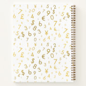 金ゴールドラグジュアリー番号と通貨記号パターン ノートブック (裏面)