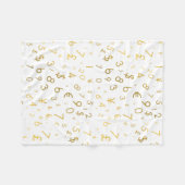 金ゴールドラグジュアリー番号と通貨記号パターン フリースブランケット (正面(横))