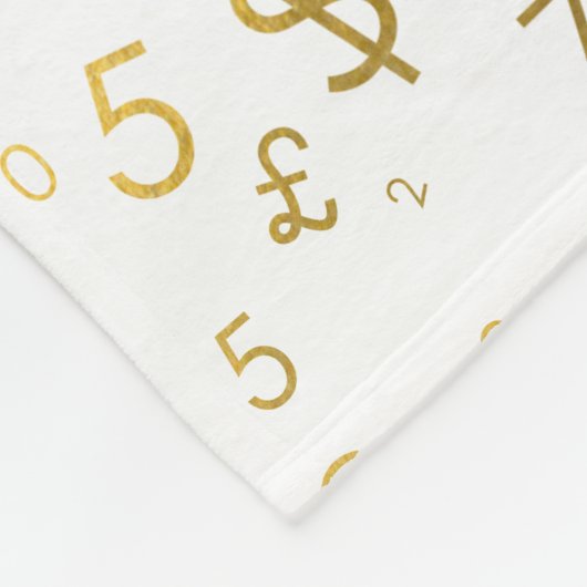 金ゴールドラグジュアリー番号と通貨記号パターン フリースブランケット (角)