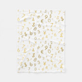 金ゴールドラグジュアリー番号と通貨記号パターン フリースブランケット (正面)