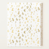 金ゴールドラグジュアリー番号と通貨記号パターン プランナー手帳 (裏面)