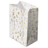 金ゴールドラグジュアリー番号と通貨記号パターン ミディアムペーパーバッグ (裏面アングル)