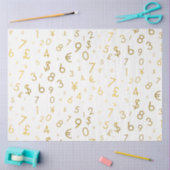 金ゴールドラグジュアリー番号と通貨記号パターン 薄葉紙 (クラフト)