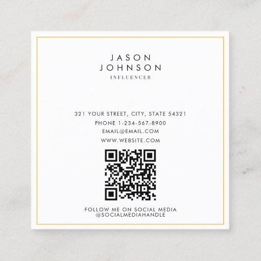 金ゴールドラグジュアリー番号&通貨インフルエンサーの写真 スクエア名刺 (裏面)