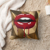 金ゴールドラグジュアリー美しいグラマールレッドドリップドリップリップ クッション (ブランケット)