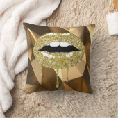 金ゴールドラグジュアリー美しいグリッタードリップドリップリップ クッション (ブランケット)
