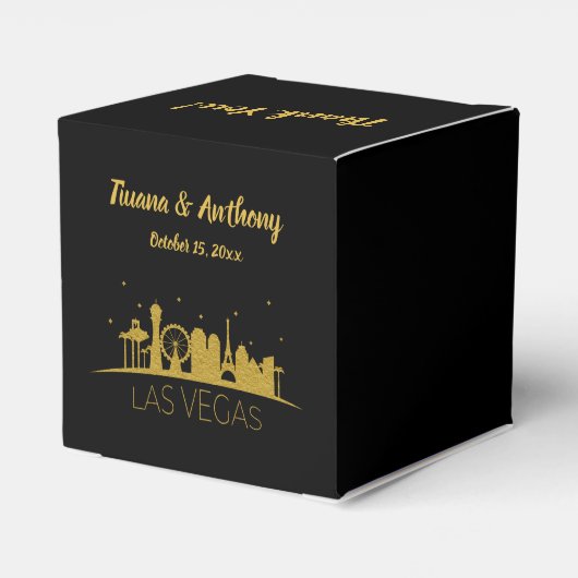 金ゴールドラスベガスストリップシルエットサンキュー結婚ズ フェイバーボックス (裏面サイド)