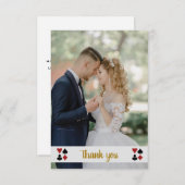 金ゴールドラスベガ結婚スの写真ありがとう サンキューカード (正面/裏面)
