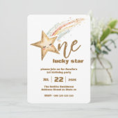 金ゴールドラッキースター1歳のパーティの招待状 招待状 (スタンド正面)