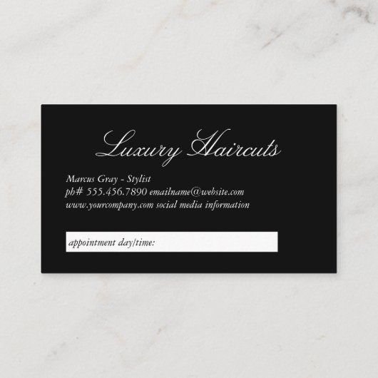 金ゴールドラックスコームシアーズ美容師アポイントメント 予約カード (裏面)