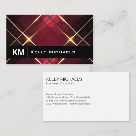 金ゴールドラックストリム |赤いストライプ 名刺 (正面/裏面)