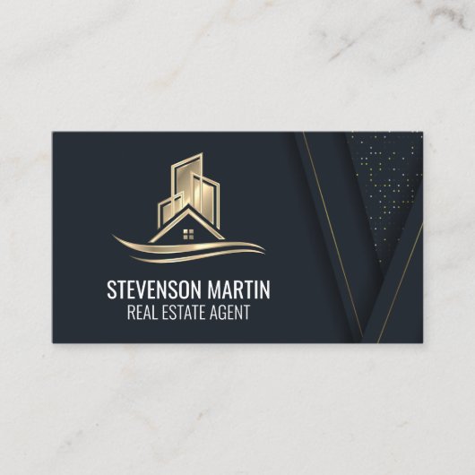 金ゴールドラックス実在エステートプロパティロゴ 名刺 (正面)