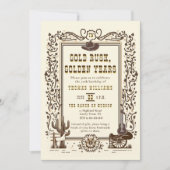 金ゴールドラッシュゴールデンイヤーズ西ヴィンテージ誕生日 招待状 (正面)