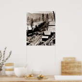 金ゴールドラッシュデッドウッドサウスダコタ1876セピア ポスター (キッチン)