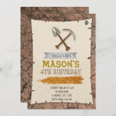 金ゴールドラッシュパーティー誕生日の招待状 招待状 (正面/裏面)