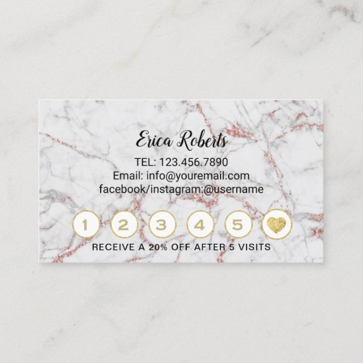 金ゴールドラッシュメイクアップアーティストバラ金ゴールド大理石ロイヤリティ ロイヤリティカード (裏面)