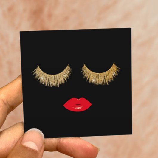 金ゴールドラッシュ&レッドリップメイクアップアーティスト美しいサロン スクエア名刺