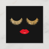 金ゴールドラッシュ&レッドリップメイクアップアーティスト美しいサロン スクエア名刺 (正面)