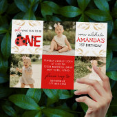 金ゴールドラディバグ3写真誕生日招待状 招待状