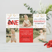 金ゴールドラディバグ3写真誕生日招待状 招待状