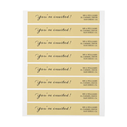 金ゴールドラパーソナライズされたップのまわりに差出人住所ラベル ラップアラウンドラベル (シート)
