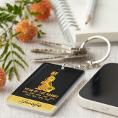 金ゴールドラビットのグラデーション年〔占星術の〕十二宮図名ブラック キーホルダー (正面右)