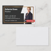 金ゴールドラフェイクイン&ハウスシルエット不動産仲介業者写真 名刺 (正面/裏面)