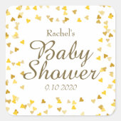 金ゴールドラブハートベビーシャワー/スプリンクル/カップル スクエアシール (正面)