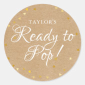 金ゴールドラブハートベビーポップ・アートのシャワーBoho準備 ラウンドシール (正面)