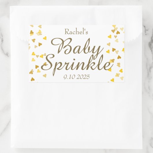 金ゴールドラブハートベビー散水/シャワー/カップル 長方形シール (バッグ)