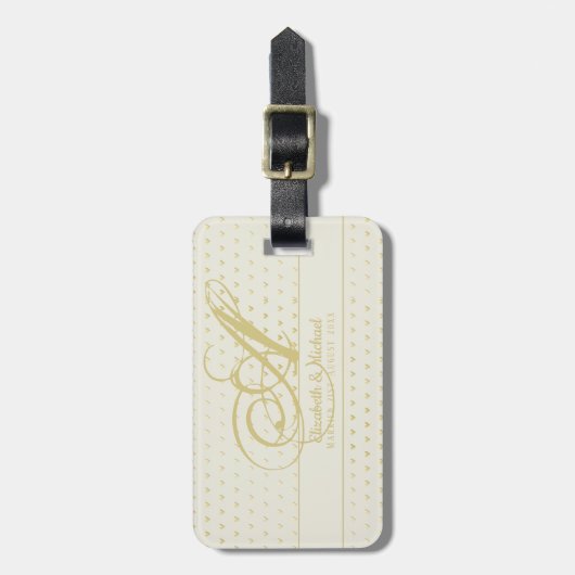 金ゴールドラブハートモノグラ結婚ムのギフトニューリュウズ ラゲッジタグ (正面縦)