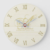 金ゴールドラブハートモノグラ結婚ムのギフトニューリュウズ ラージ壁時計 (正面)