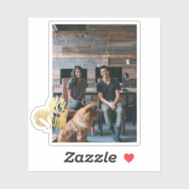 金ゴールドラブハート写真パーソナライズされた シール