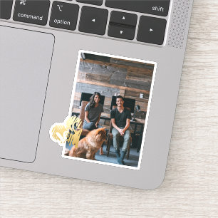 金ゴールドラブハート写真パーソナライズされた シール