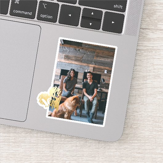 金ゴールドラブハート写真パーソナライズされた シール (詳細)