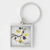 金ゴールドラブバードパーソナライズされたキーチェーン キーホルダー (正面)