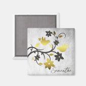 金ゴールドラブバードパーソナライズされたマグネット マグネット (正面/裏面)