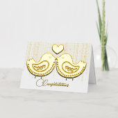 金ゴールドラブバード結婚ズ 箔グリーティングカード (正面)