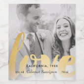 金ゴールドラブフォト結婚ーまたはアニバーサリーワインラベル ワインラベル (シングルラベル)