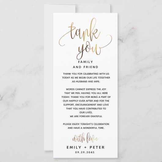 金ゴールドラブリースクリプトタイポグラフィ結婚の感謝 (正面)