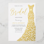 金ゴールドラブ素晴らしハートフォイルドレスブライダルシャワー 箔招待状 (正面)