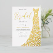 金ゴールドラブ素晴らしハートフォイルドレスブライダルシャワー 箔招待状 (立ち正面)