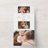 金ゴールドラブ&ジョイタイポグラフィ2枚 – 写真 オールインワン招待状 (内側)