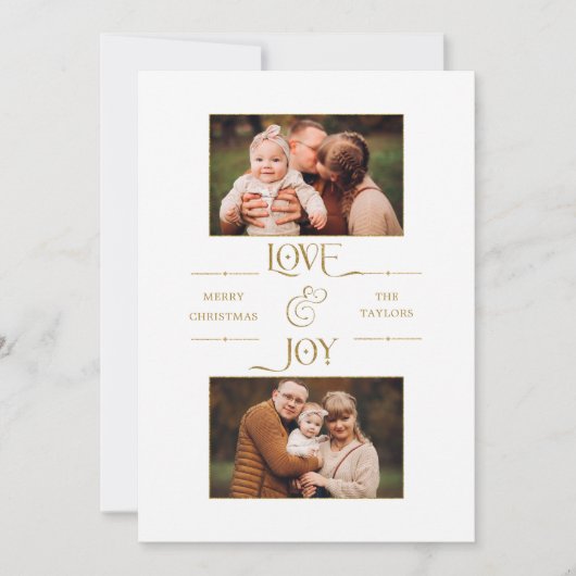 金ゴールドラブ&ジョイタイポグラフィ2枚 – 写真 シーズンカード (正面)