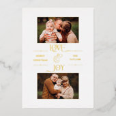 金ゴールドラブ&ジョイタイポグラフィ2枚 – 写真 箔シーズンカード (正面)