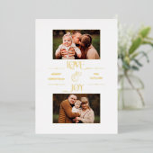 金ゴールドラブ&ジョイタイポグラフィ2枚 – 写真 箔シーズンカード (立ち正面)