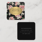 金ゴールドラベルドット花パターン スクエア名刺 (正面/裏面)