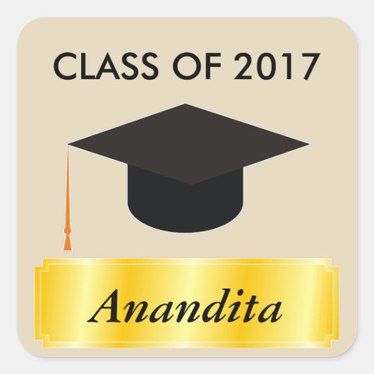 金ゴールドラベル卒業 スクエアシール (正面)